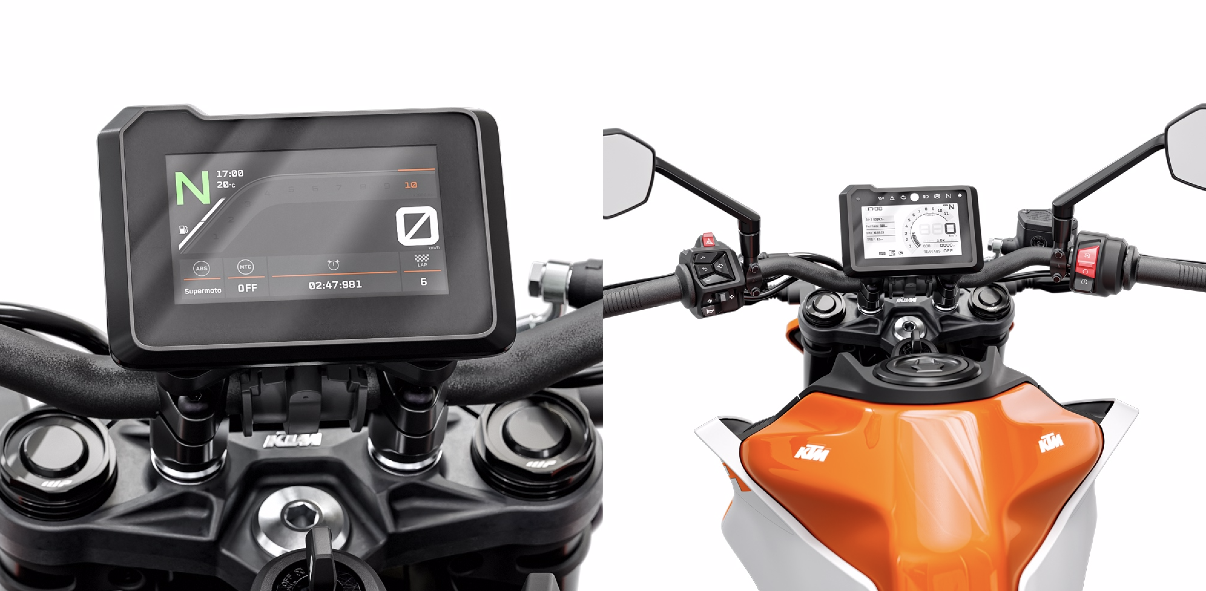 2024 KTM 125/250 DUKE分別搭載5吋TFT、LCD儀表